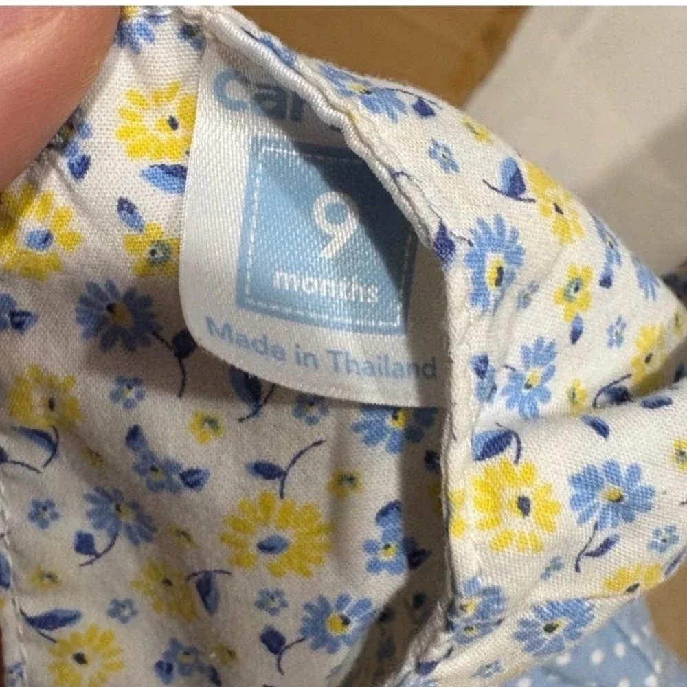 Bundle 2 Baby Girl Dresses 9M OshKosh Carter's Floral Cotton Summer Easter EUC